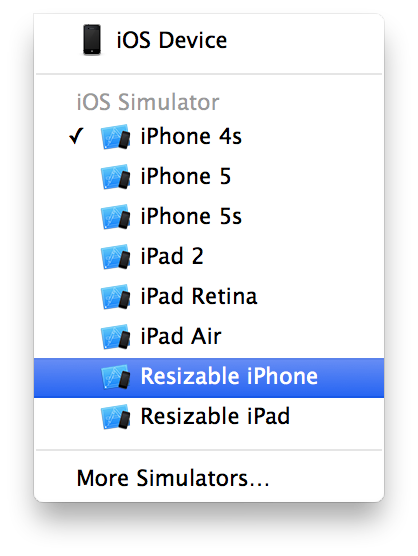 XCode6 Simulator Options